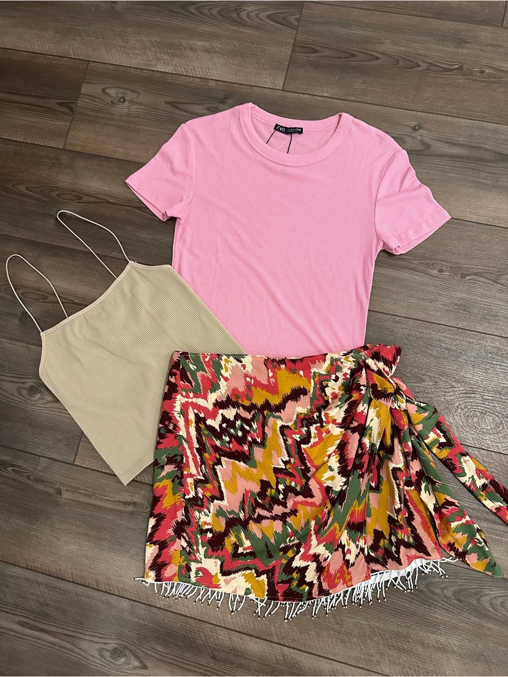 Zara Beaded Printed Wrap Skirt & Top Bundle #51